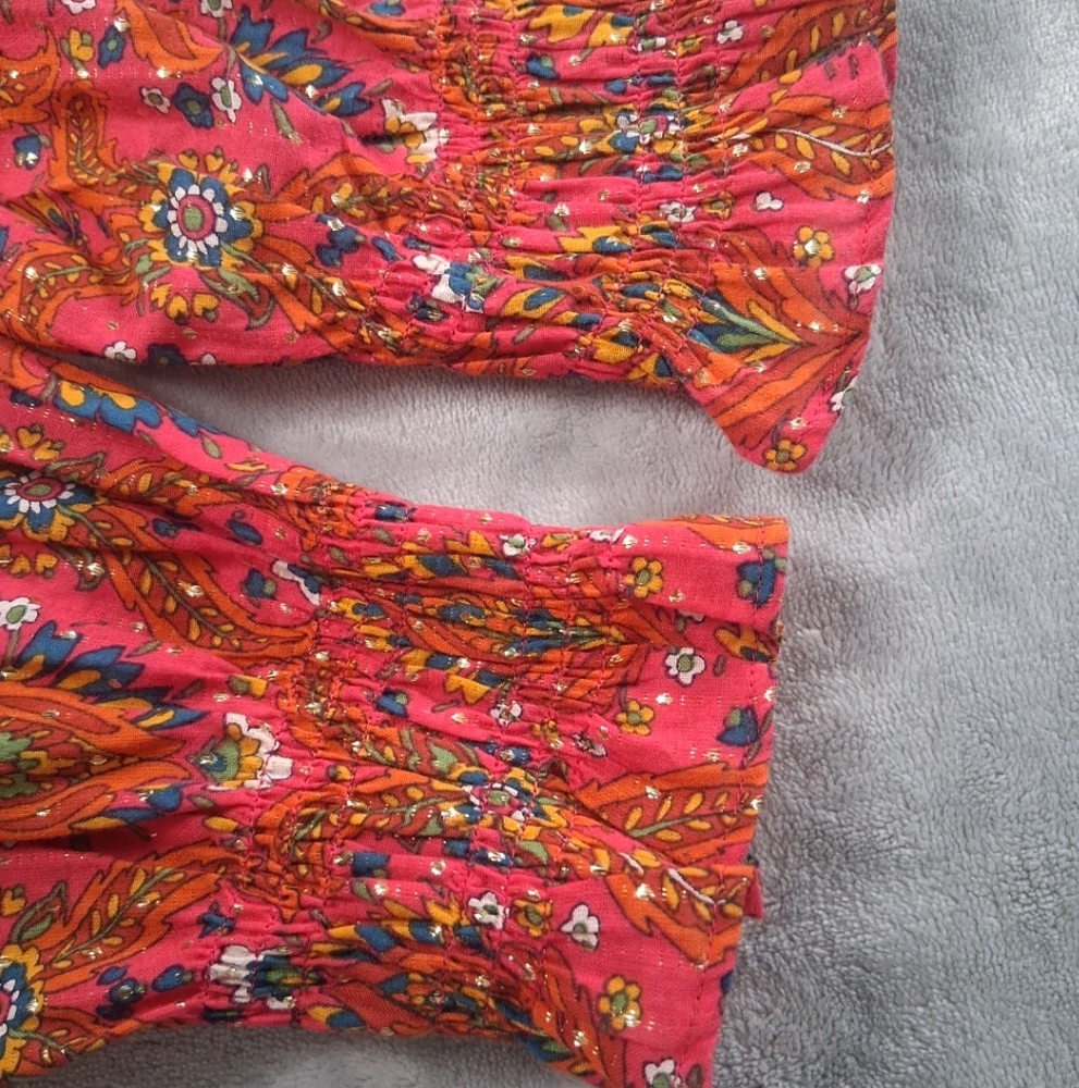 Talbots Floral Lattice Blouse Lightweight Multicolor Metallic Long Sleeve Size M - Picture 12 of 15